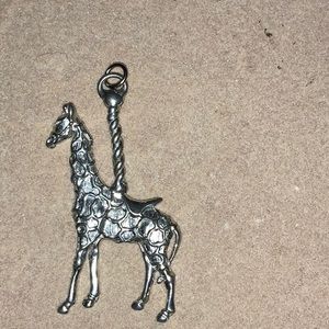 Maurice Milleur Carousel Giraffe Ornament Pendant Silver-Tone Metal Hand Crafted